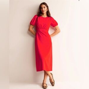 NWT Boden Nancy Ponte Poppy Red Midi Dress